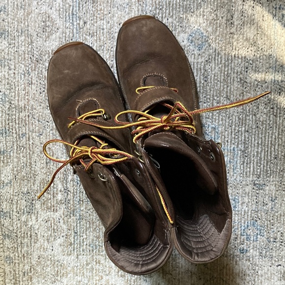 Timberland Brown Leather Lace Up Wedge Boots - Picture 2 of 7